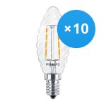Multipack 10x Philips Corepro LED Candle E14 Twisted Candle Filament Clear 2W 250lm - 827 Extra Warm White | Replaces 25W Multipack 10x Philips Corepro LED Candle E14 Twisted Candle Filament Clear 2W 250lm - 827 Extra Warm White | Replaces 25W