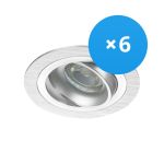 Multipack 6x Noxion Recessed Spot Logic MR16 Tiltable Aluminium | Cutout 80mm - GU10 Socket Multipack 6x Noxion Recessed Spot Logic MR16 Tiltable Aluminium | Cutout 80mm - GU10 Socket