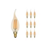 Multipack 10x Noxion Lucent LED E14 Bent-tip Candle Filament Amber 4.1W 350lm - 822 Extra Warm White | Dimmable - Replaces 40W Multipack 10x Noxion Lucent LED E14 Bent-tip Candle Filament Amber 4.1W 350lm - 822 Extra Warm White | Dimmable - Replaces 40W