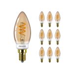 Multipack 10x Philips MASTER Value LED Candle E14 Vintage Filament Gold 2.5W 136lm - 927 Extra Warm White | Best Colour Rendering - Dimmable - Replaces 25W Multipack 10x Philips MASTER Value LED Candle E14 Vintage Filament Gold 2.5W 136lm - 927 Extra Warm White | Best Colour Rendering - Dimmable - Replaces 25W